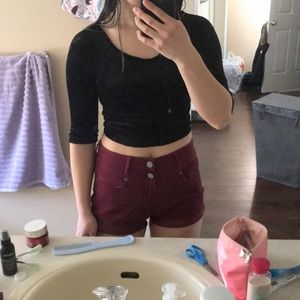 velvet half sleeve crop top 🖤